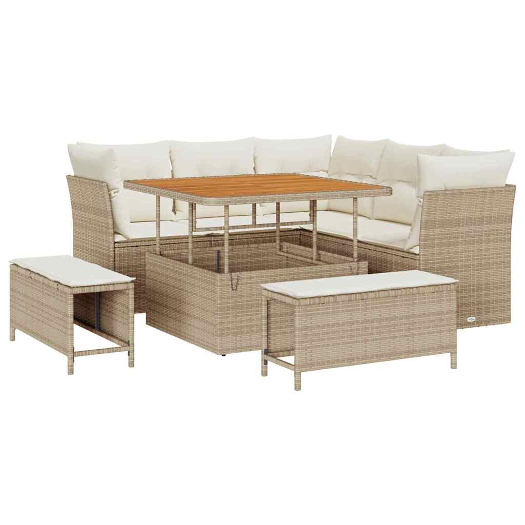 Havesofa Sæt 8 stk. Beige polyrattan