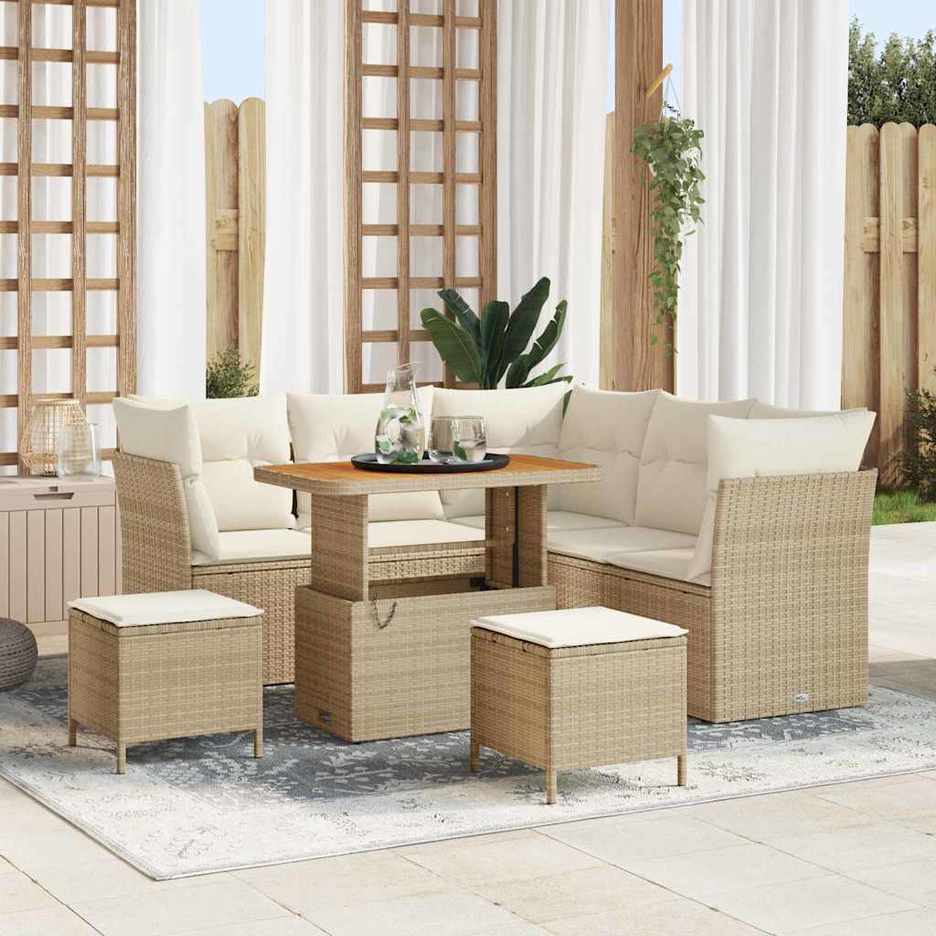Havesofa Sæt 8 stk. Beige polyrattan