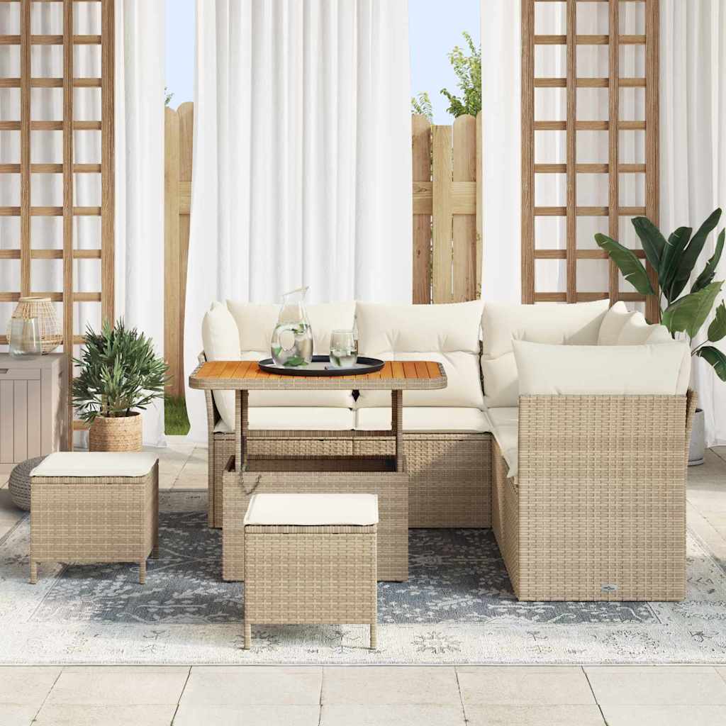 Havesofa Sæt 8 stk. Beige polyrattan