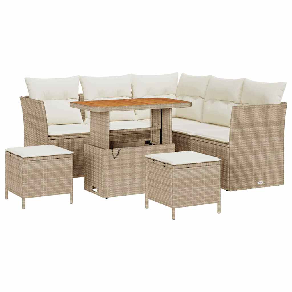 Havesofa Sæt 8 stk. Beige polyrattan