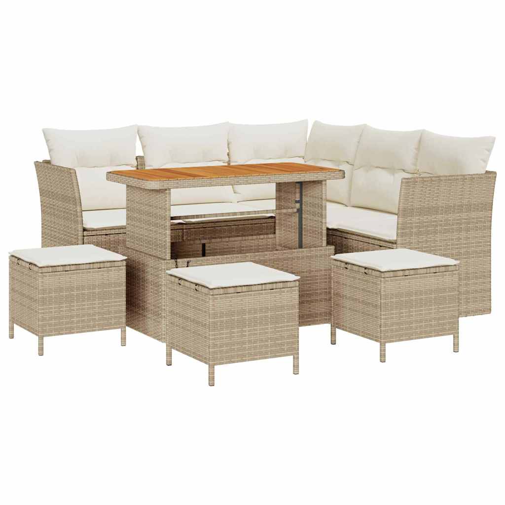 Havesofa Sæt 9 stk. Beige polyrattan