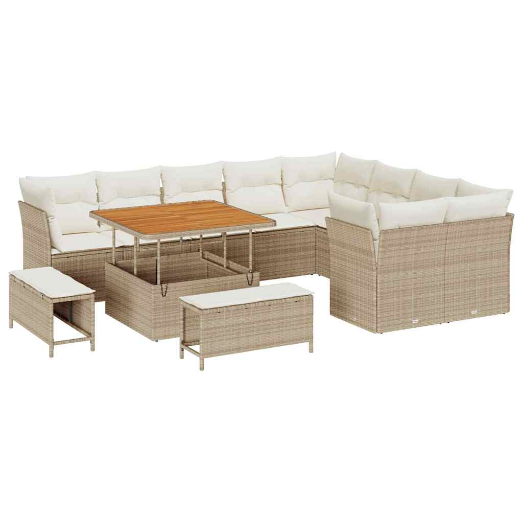 Havesofa Sæt 12 stk. Beige polyrattan