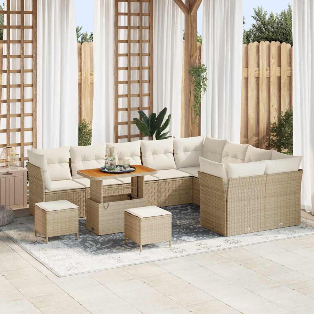Havesofa Sæt 12 stk. Beige polyrattan