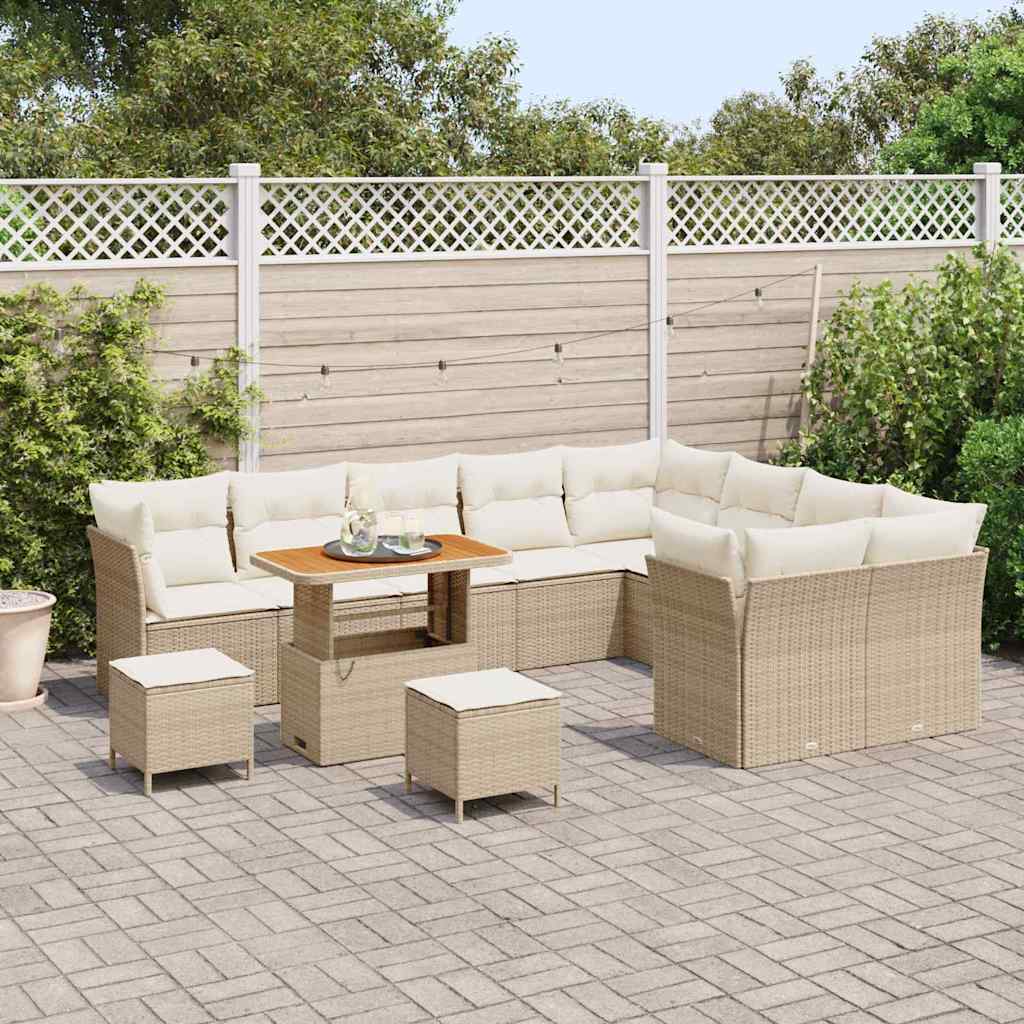 Havesofa Sæt 12 stk. Beige polyrattan