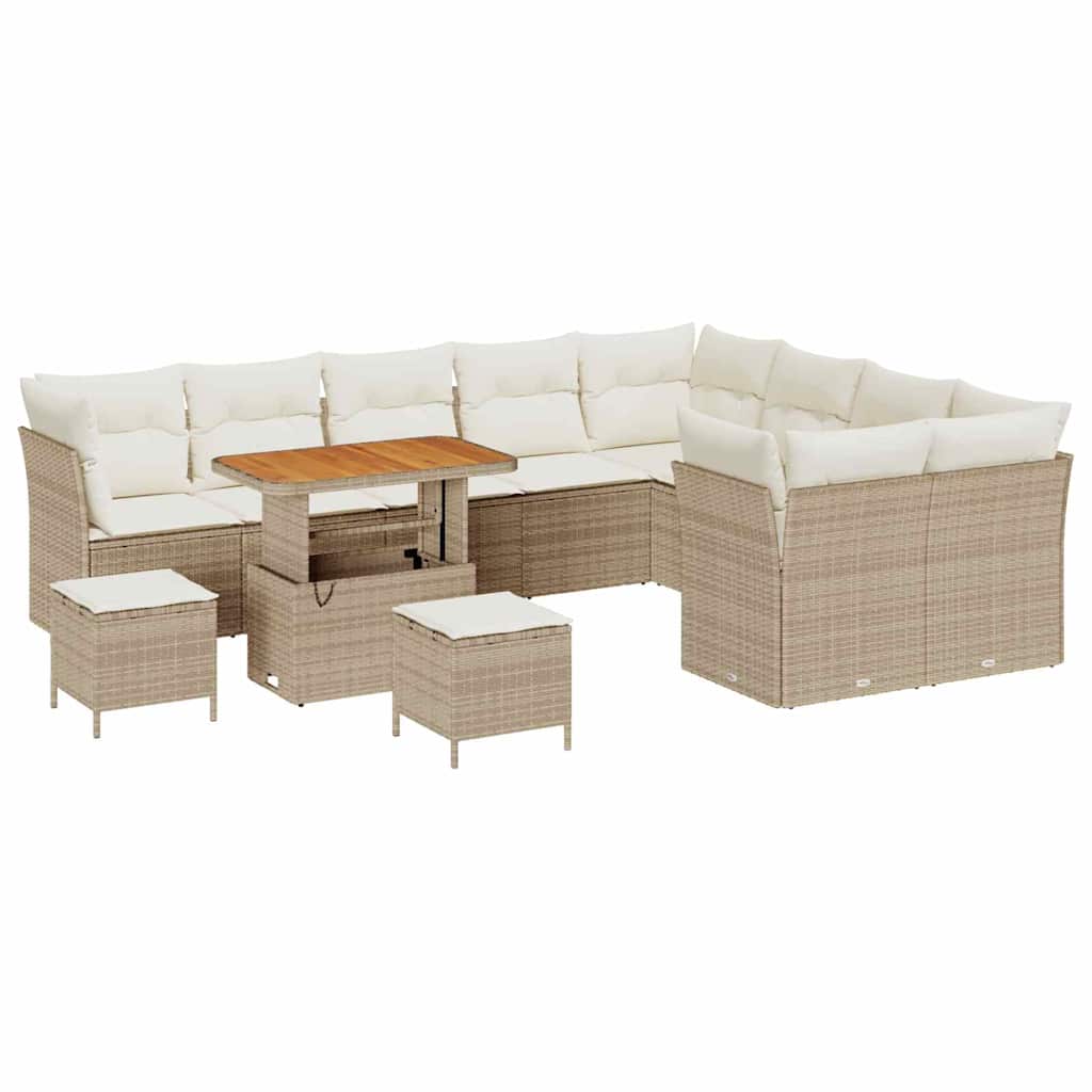 Havesofa Sæt 12 stk. Beige polyrattan