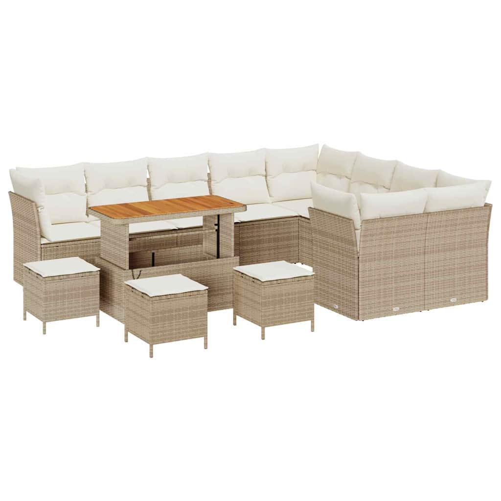 Havesofa Sæt 13 stk. Beige polyrattan