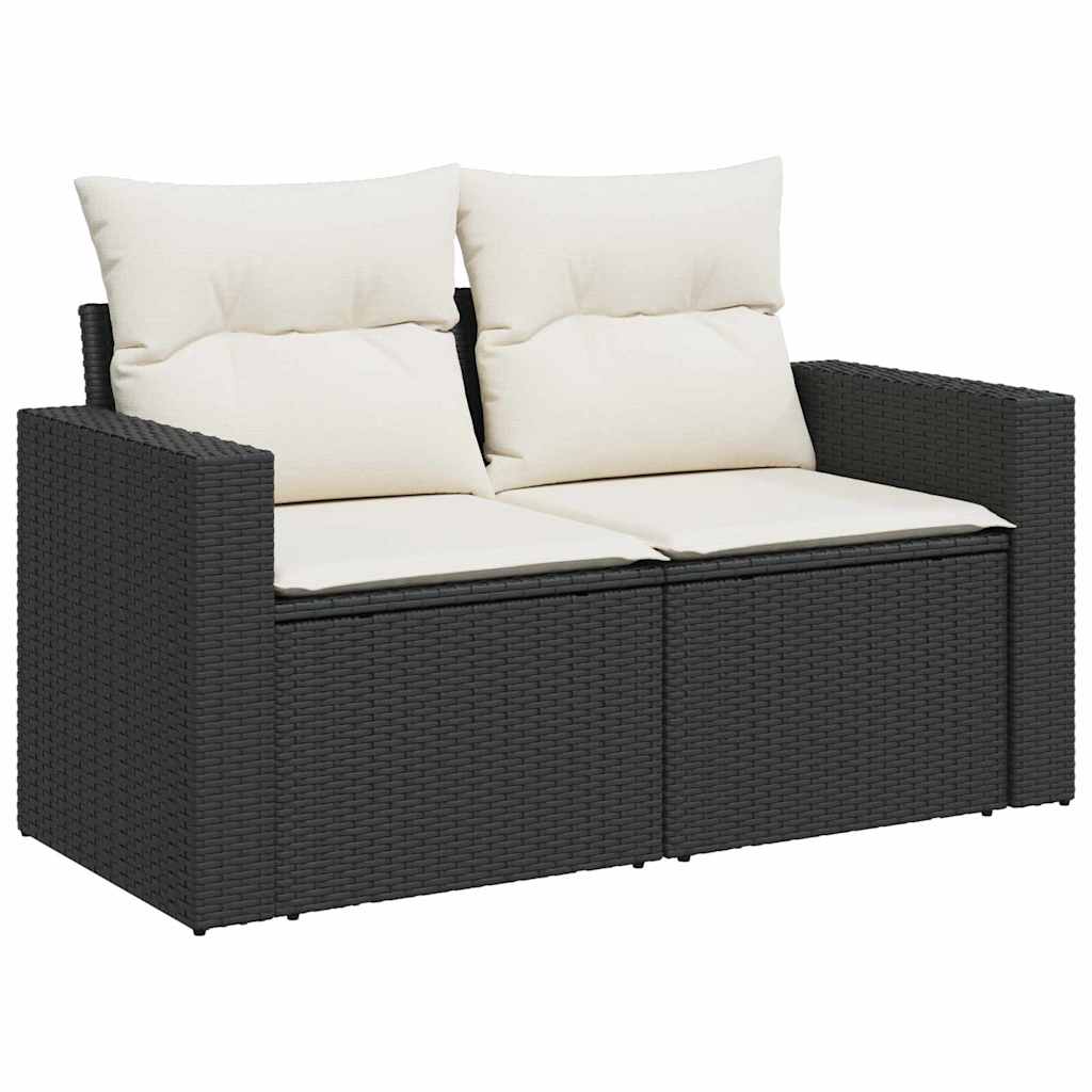 Havesofa Sæt 9 stk. Sort polyrattan