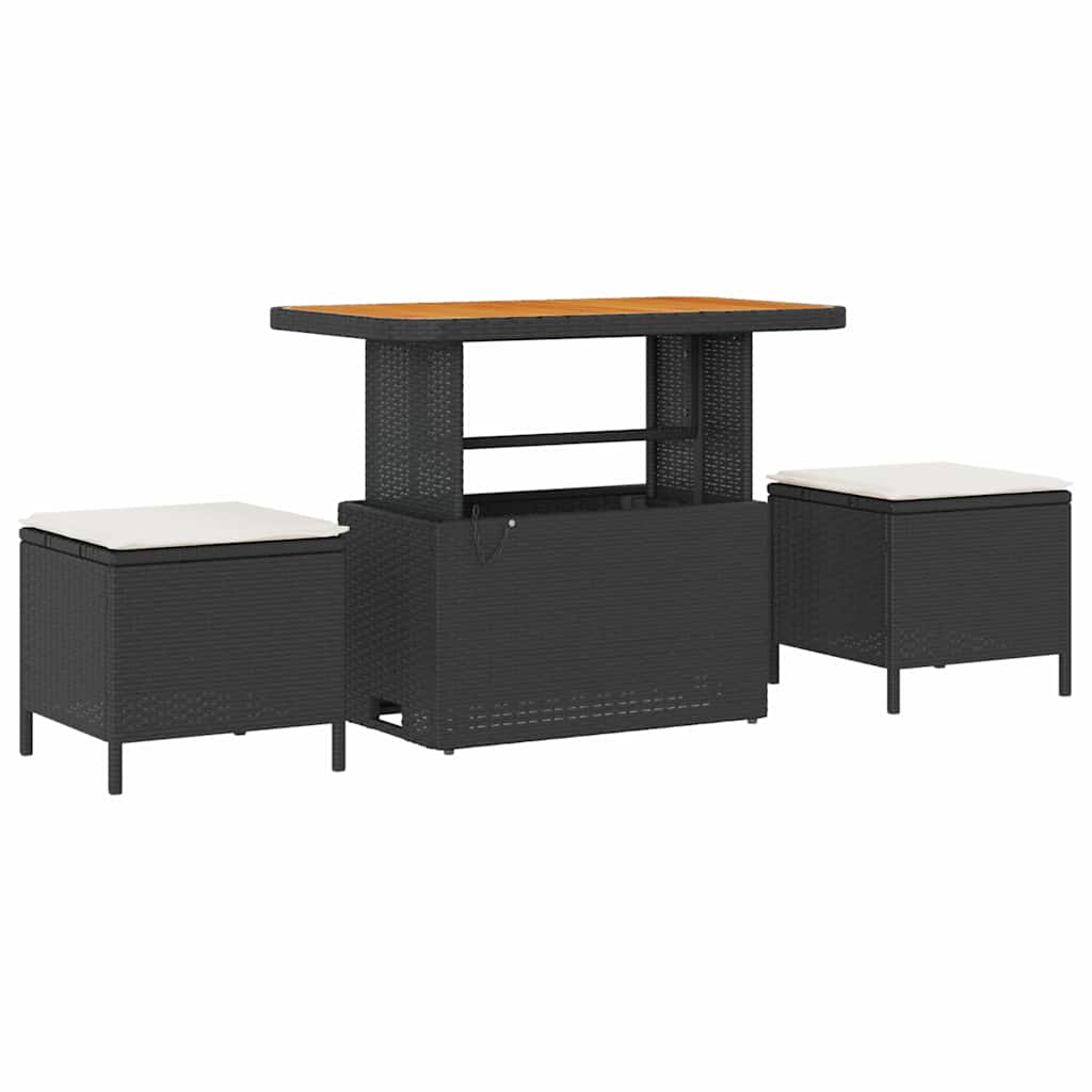 Havesofa Sæt 9 stk. Sort polyrattan