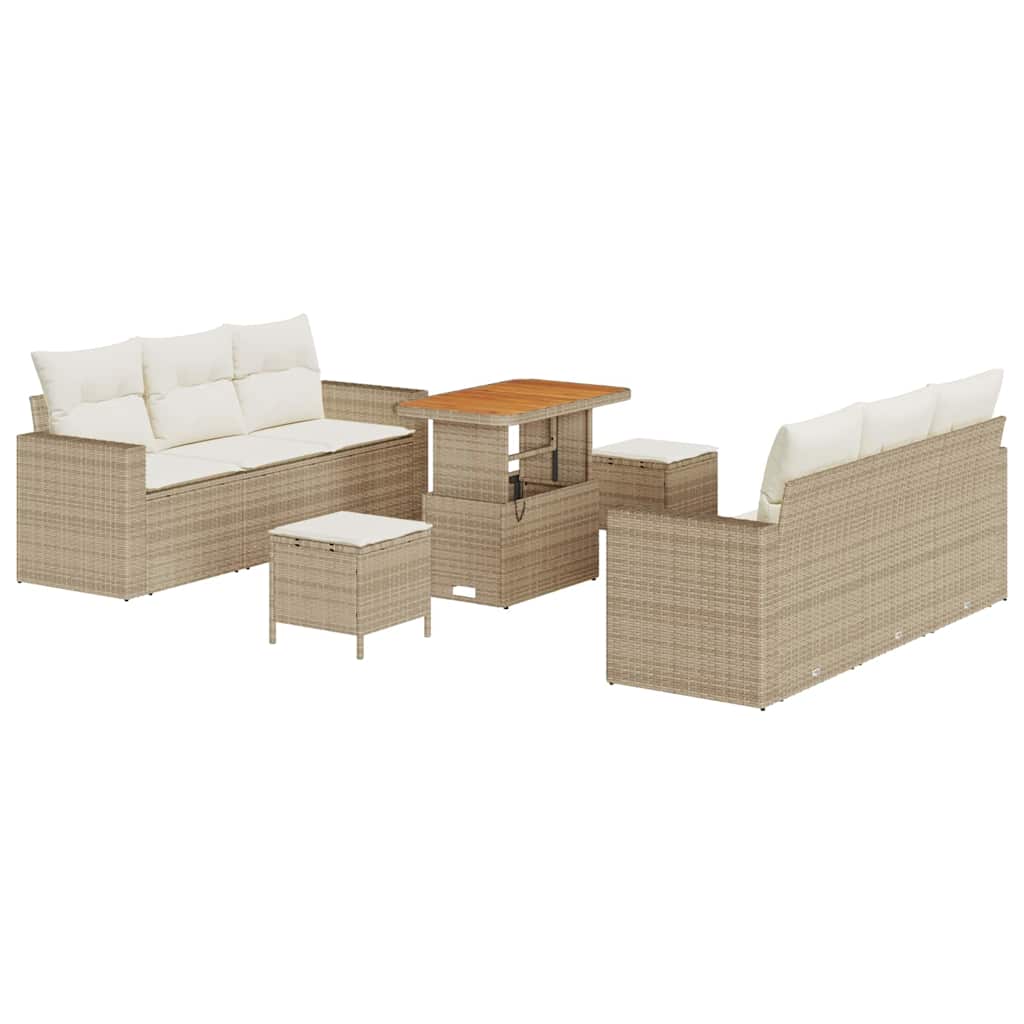 Havesofa Sæt 9 stk. Beige polyrattan