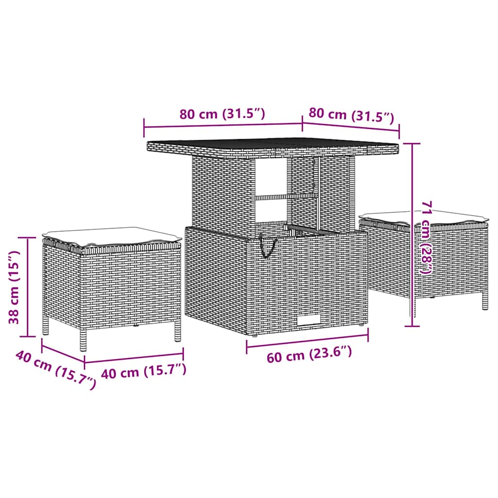 Havesofa Sæt 10 stk. Sort polyrattan