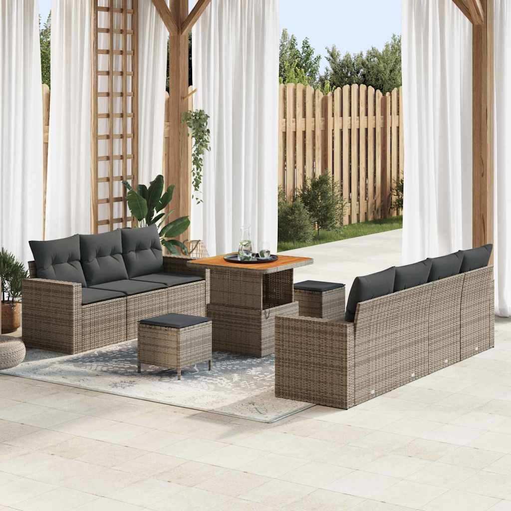 Havesofa Sæt 10 stk. Grå polyrattan