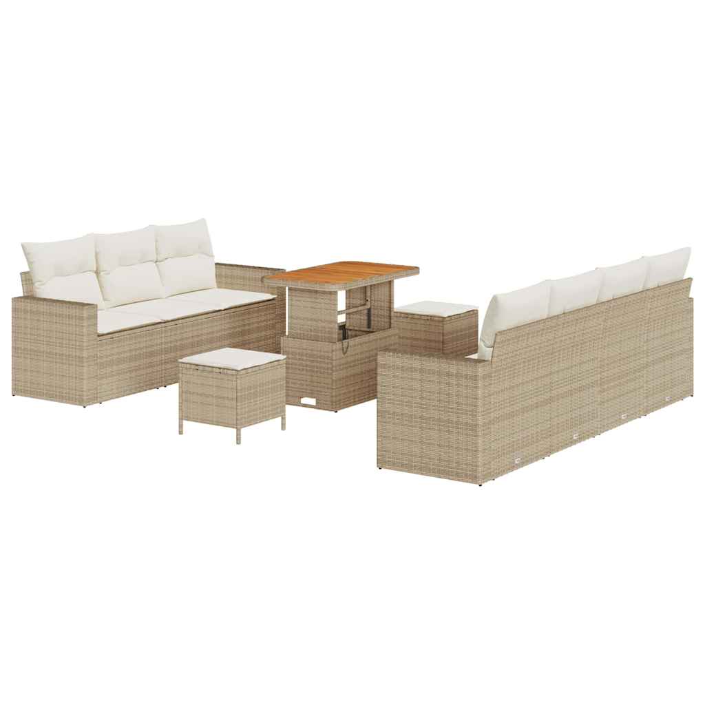 Havesofa Sæt 10 stk. Beige polyrattan