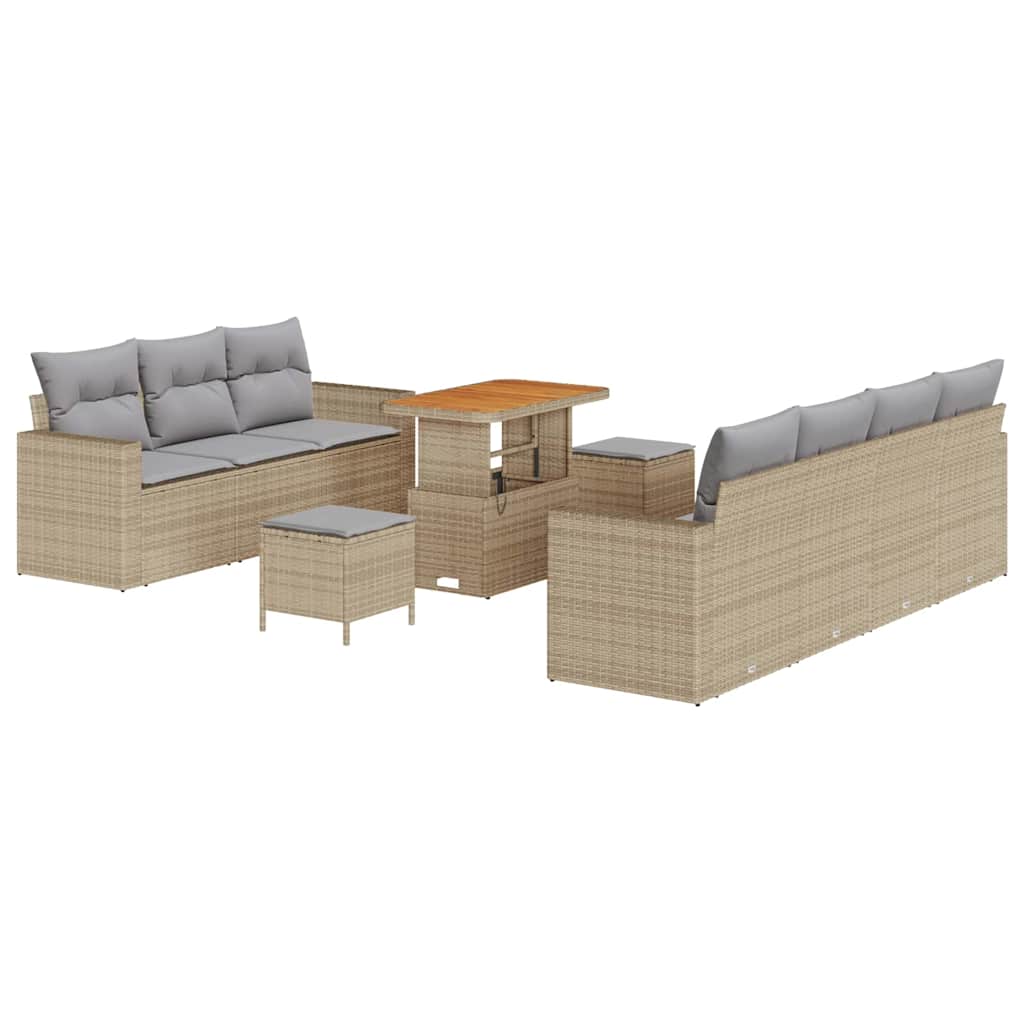 Havesofa Sæt 10 stk. Beige polyrattan