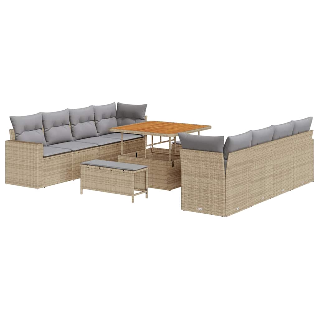 Havesofa Sæt 11 stk. Beige polyrattan