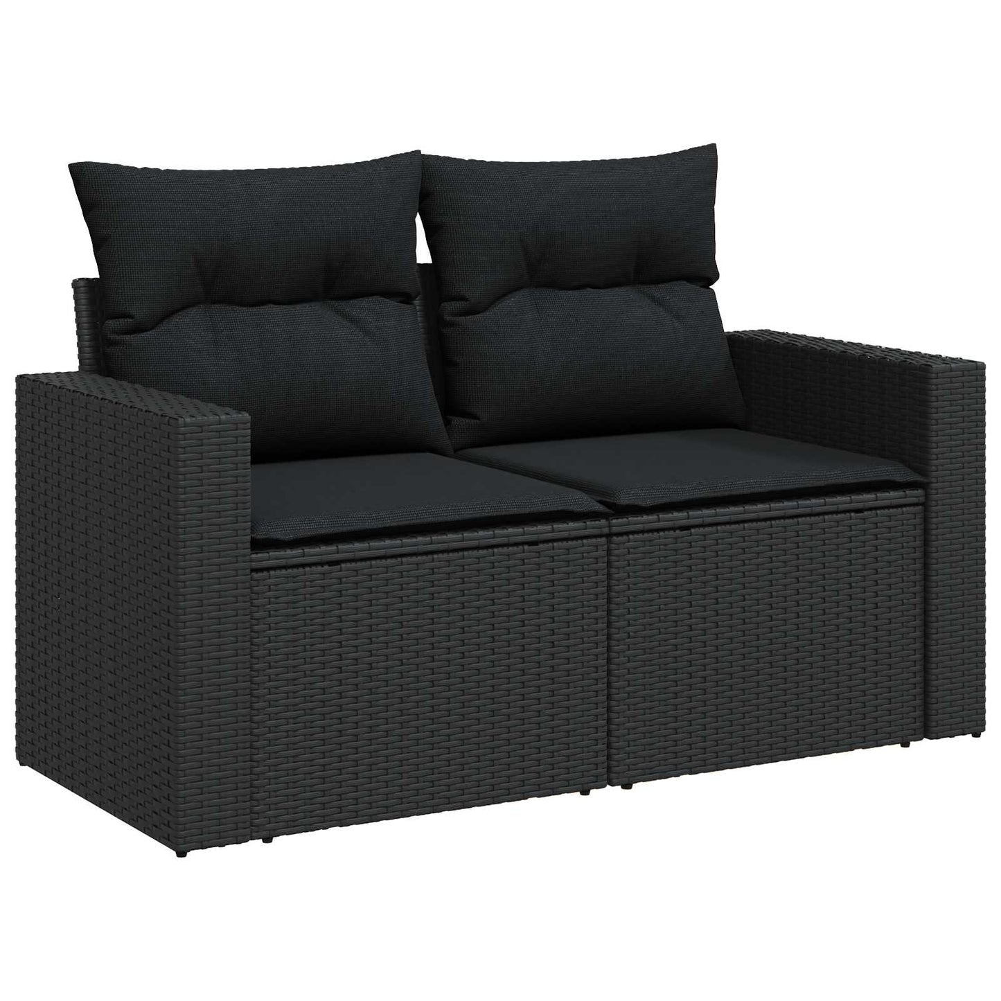 Havesofa Sæt 10 stk. Sort polyrattan