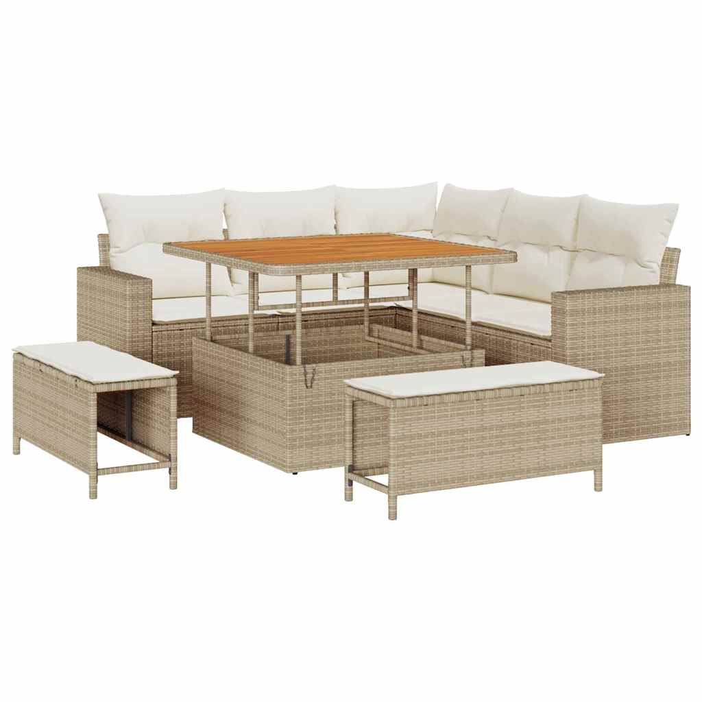 Havesofa Sæt 8 stk. Beige polyrattan