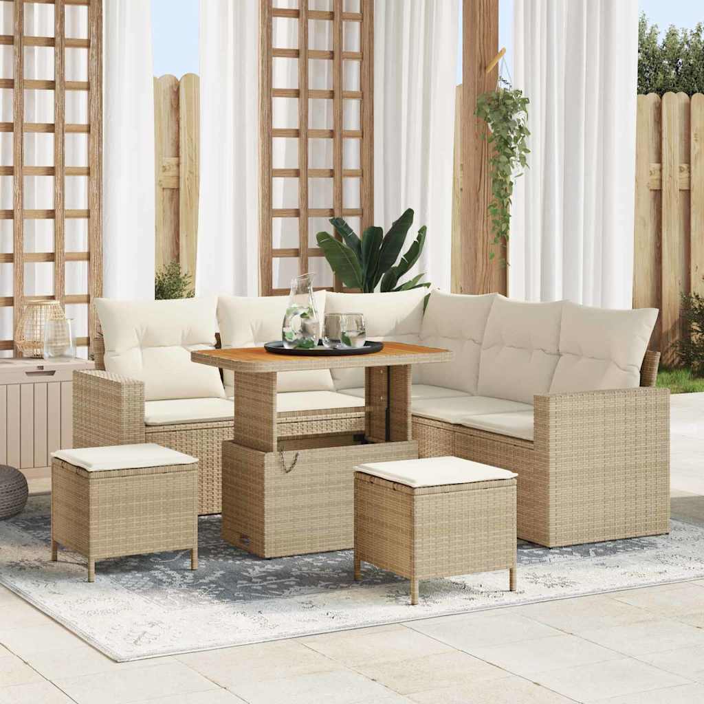 Havesofa Sæt 8 stk. Beige polyrattan