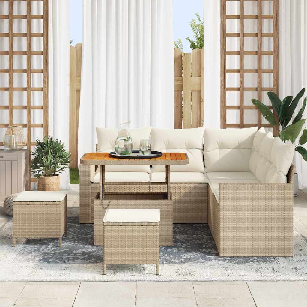 Havesofa Sæt 8 stk. Beige polyrattan