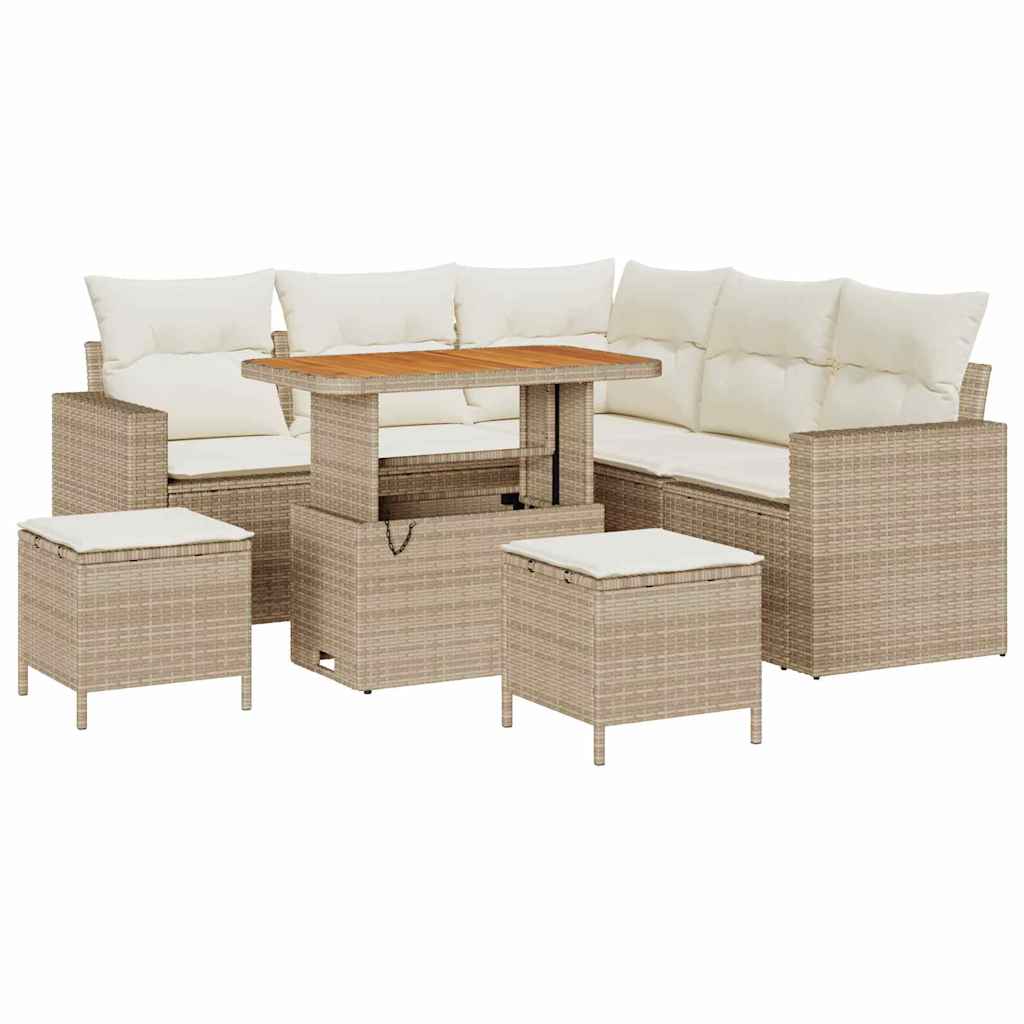Havesofa Sæt 8 stk. Beige polyrattan