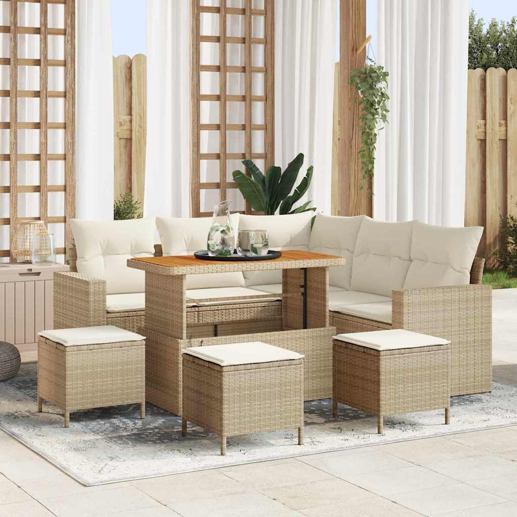 Havesofa Sæt 9 stk. Beige polyrattan