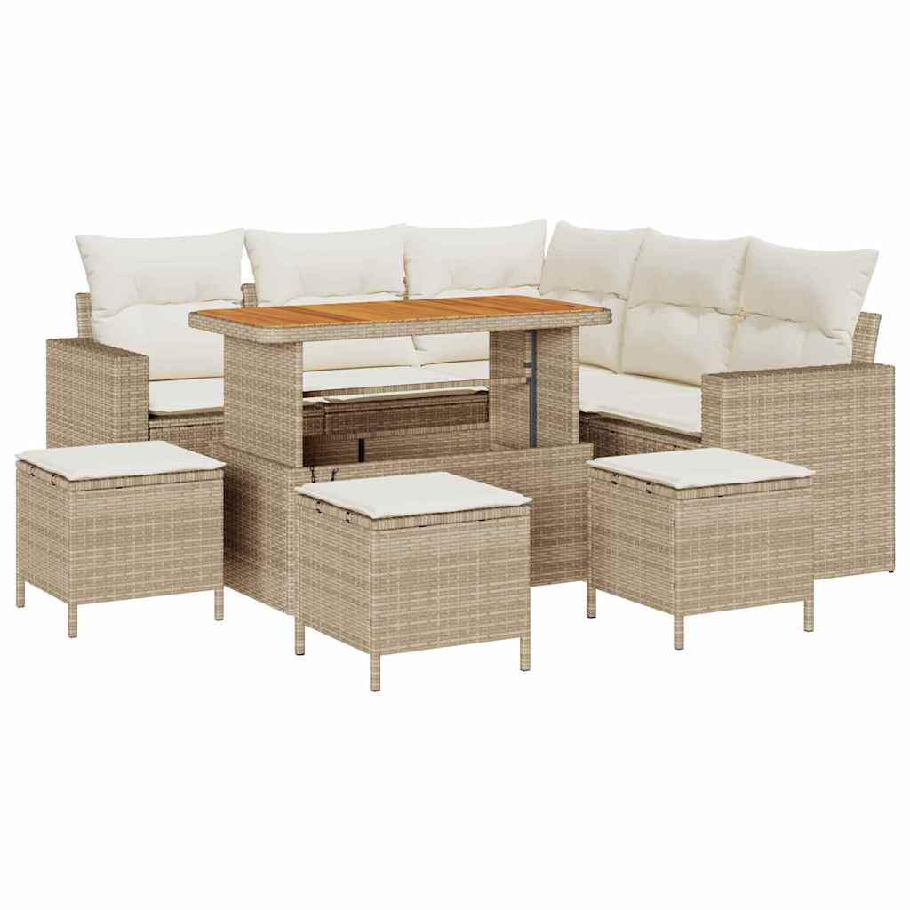Havesofa Sæt 9 stk. Beige polyrattan