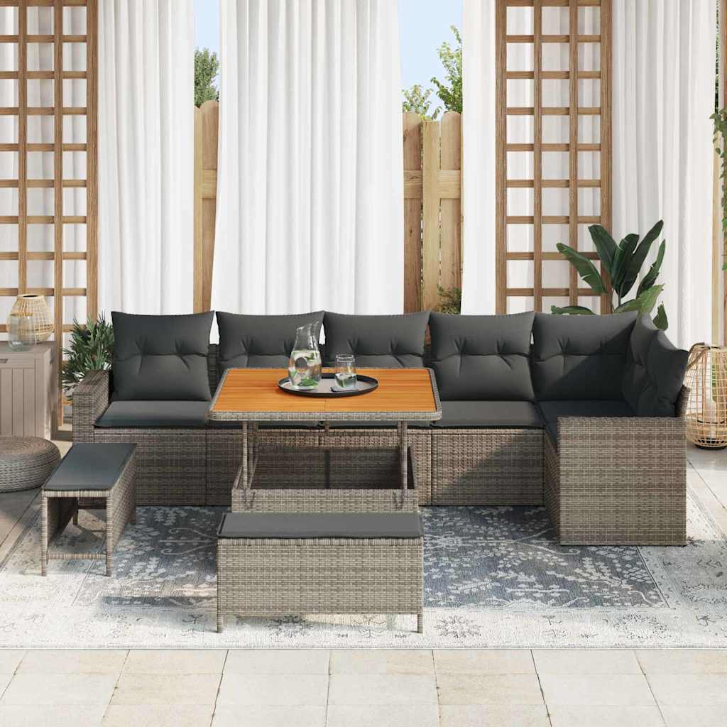 Havesofa Sæt 9 stk. Grå polyrattan
