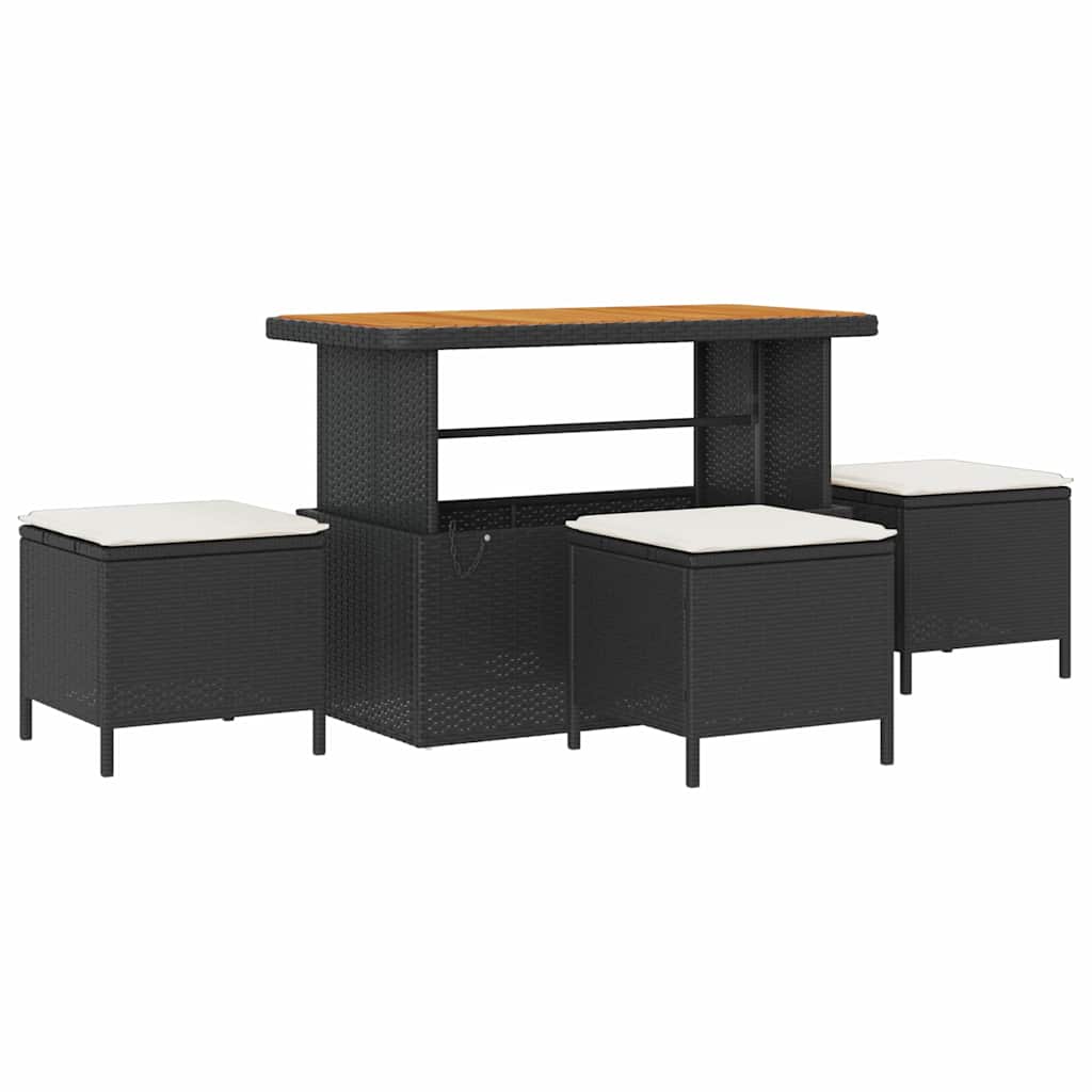 Havesofa Sæt 10 stk. Sort polyrattan