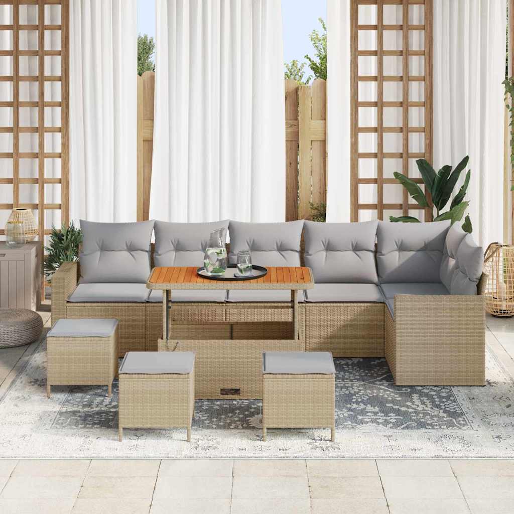 Havesofa Sæt 10 stk. Beige polyrattan