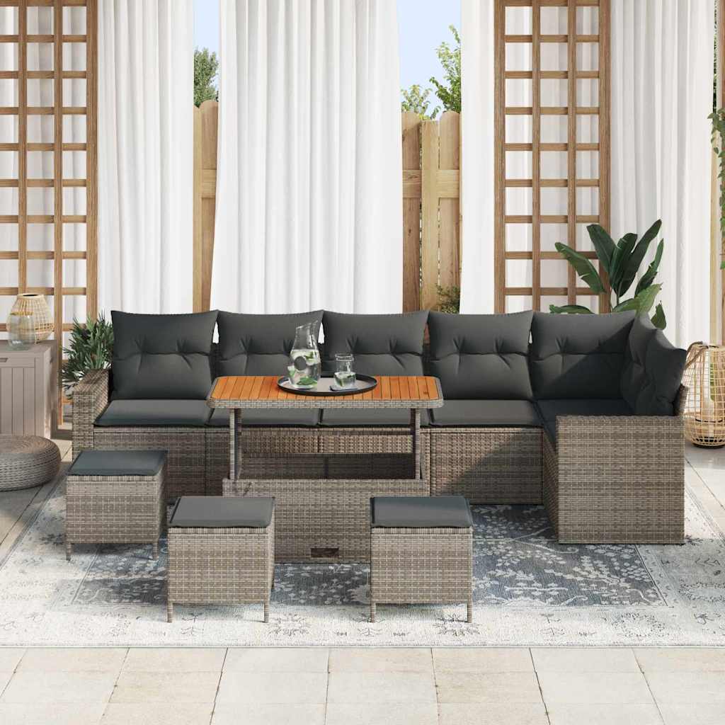 Havesofa Sæt 10 stk. Grå polyrattan