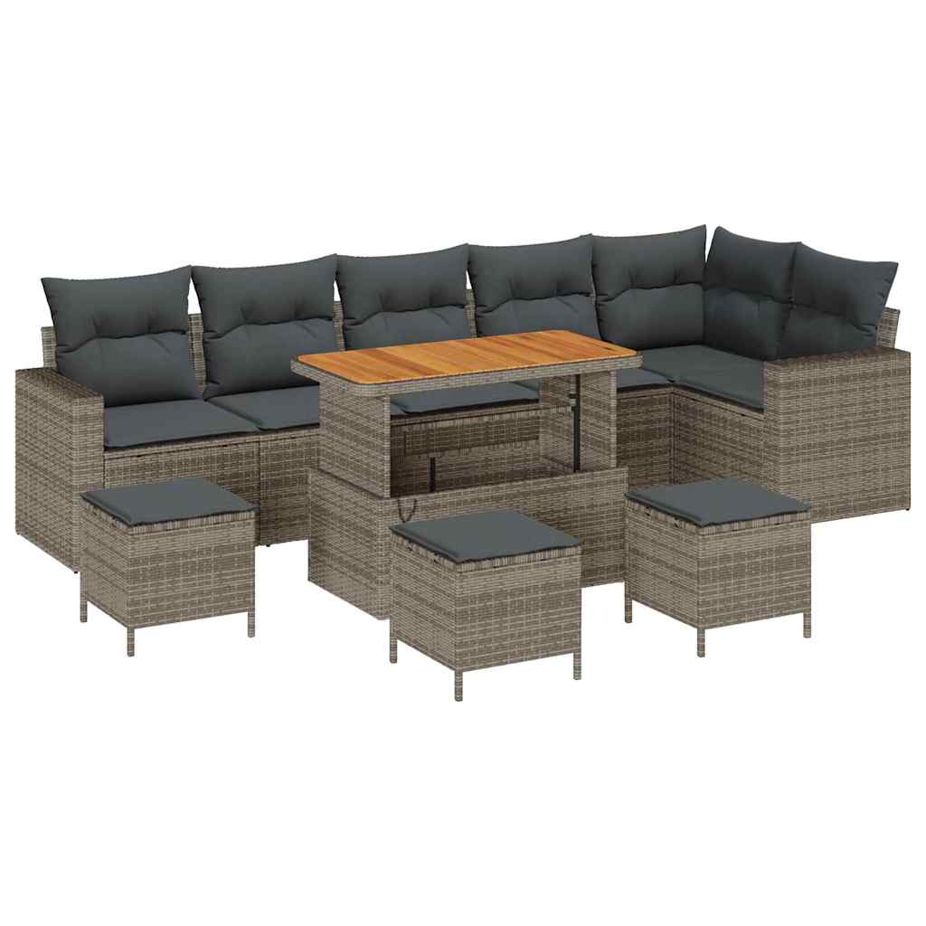 Havesofa Sæt 10 stk. Grå polyrattan