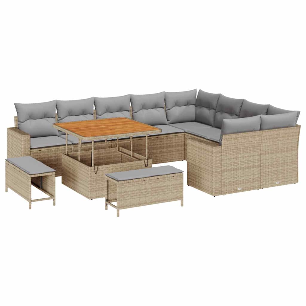 Havesofa Sæt 12 stk. Beige polyrattan