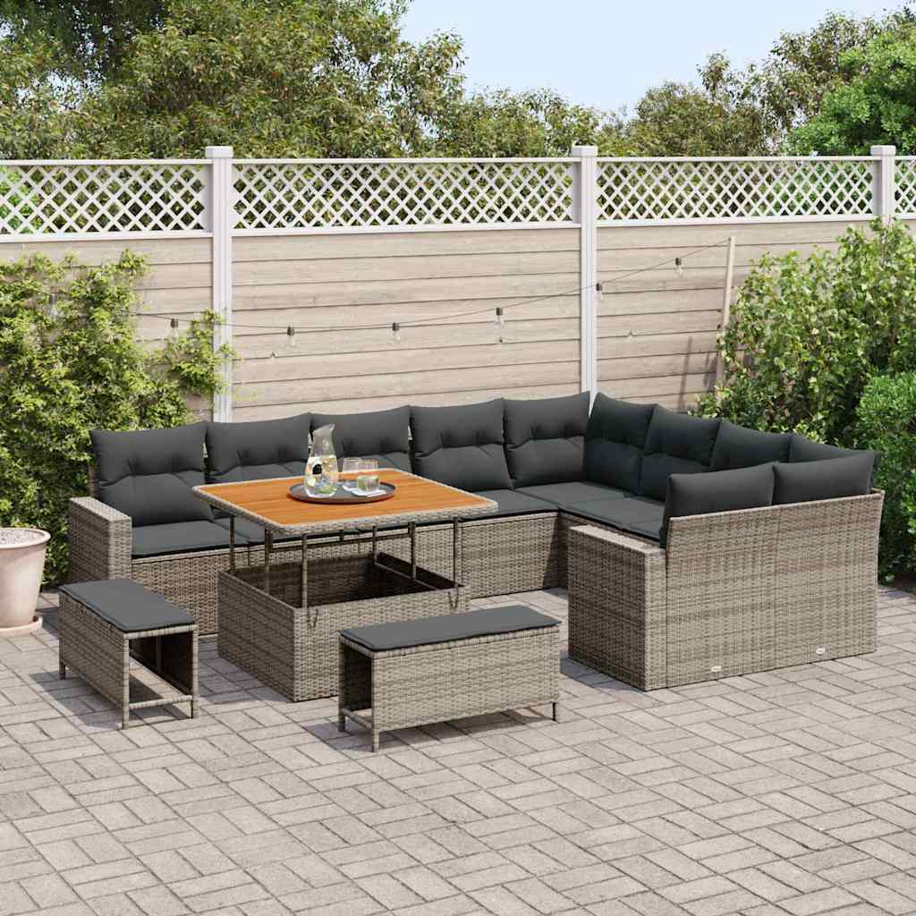 Havesofa Sæt 12 stk. Grå polyrattan