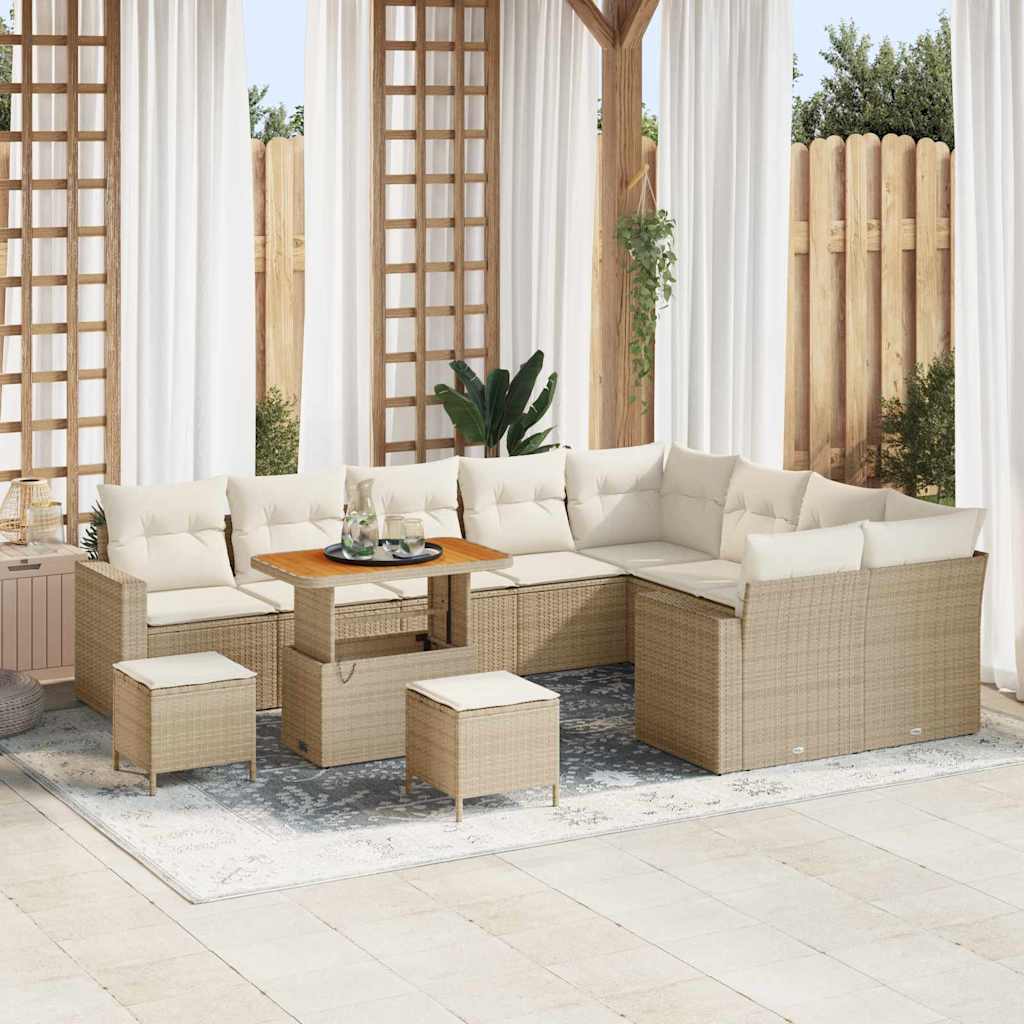 Havesofa Sæt 12 stk. Beige polyrattan