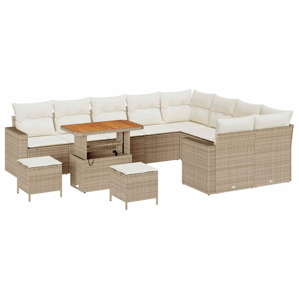 Havesofa Sæt 12 stk. Beige polyrattan