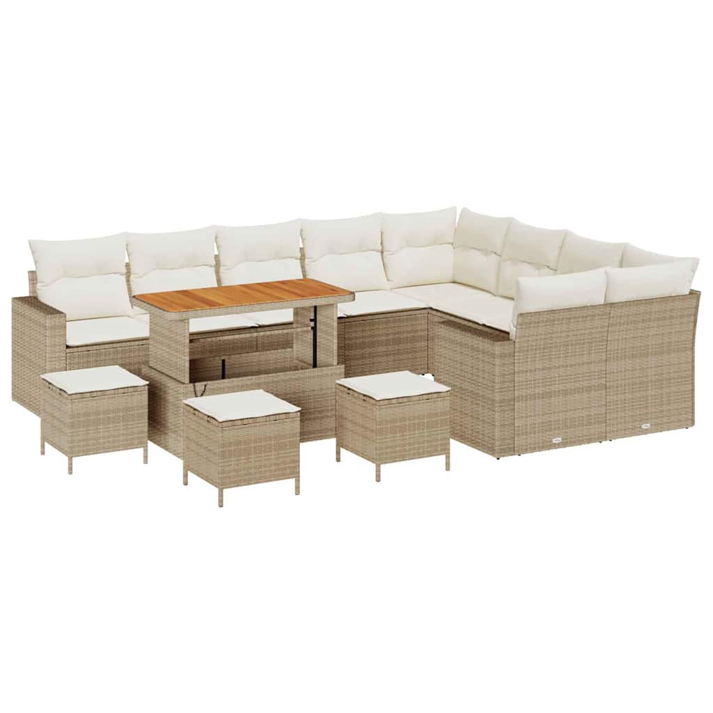 Havesofa Sæt 13 stk. Beige polyrattan
