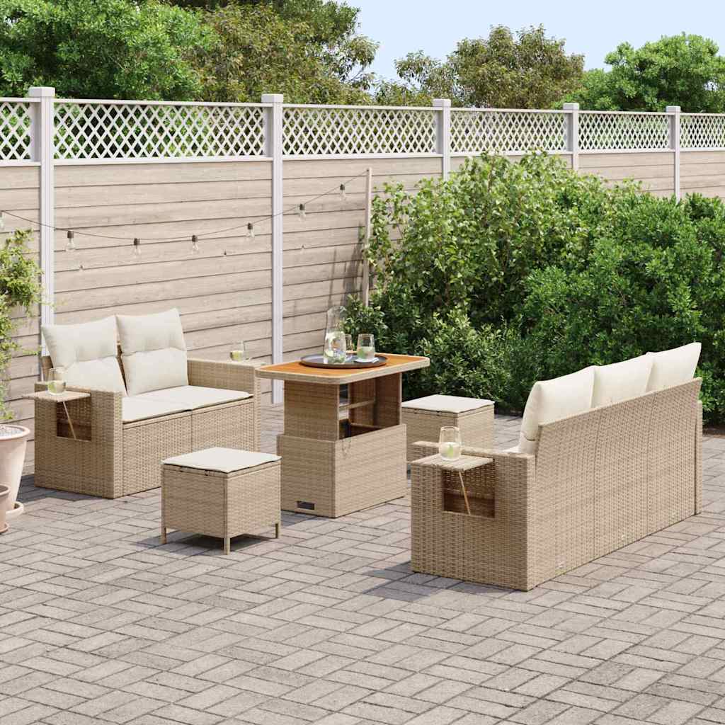 Havesofa Sæt 8 stk. Beige polyrattan
