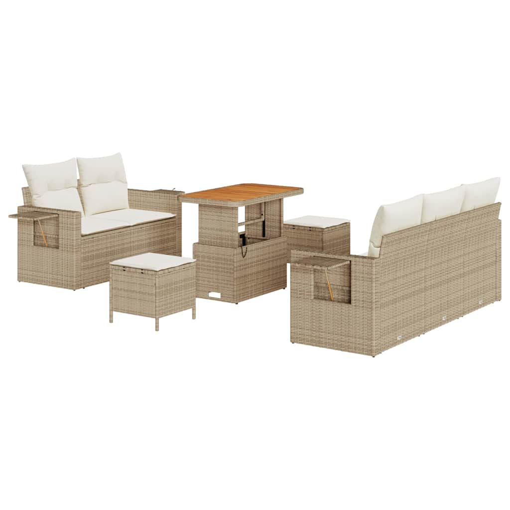 Havesofa Sæt 8 stk. Beige polyrattan