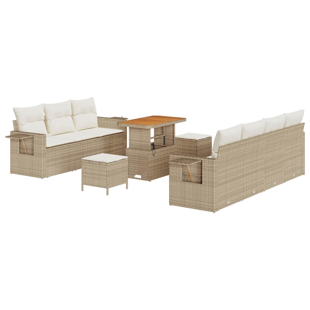 Havesofa Sæt 10 stk. Beige polyrattan
