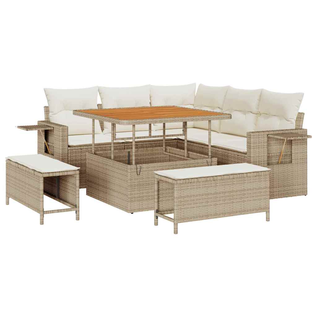 Havesofa Sæt 8 stk. Beige polyrattan