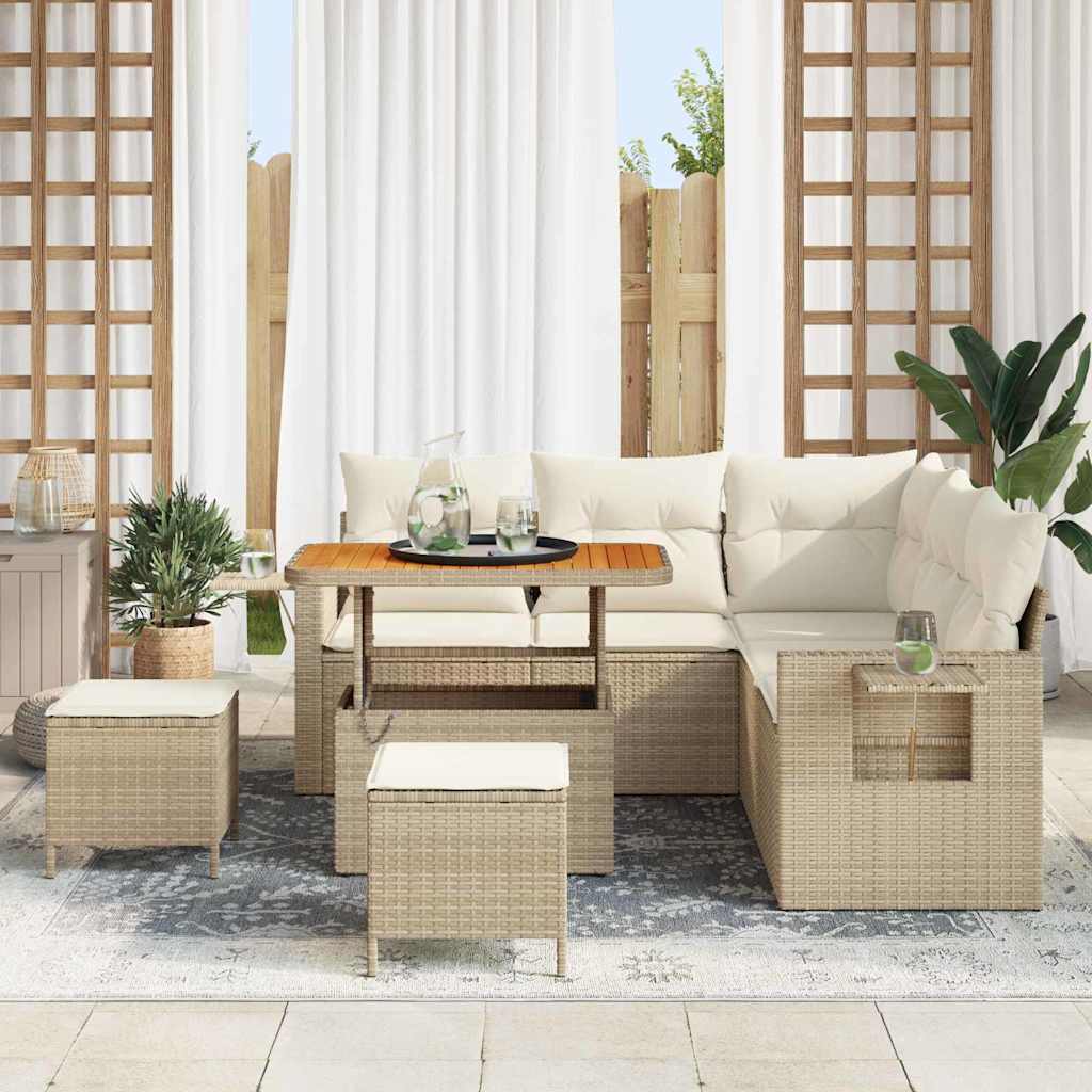 Havesofa Sæt 8 stk. Beige polyrattan