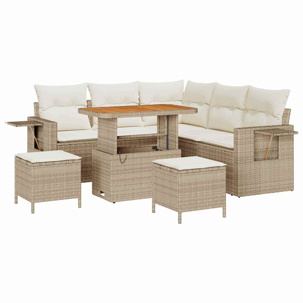 Havesofa Sæt 8 stk. Beige polyrattan