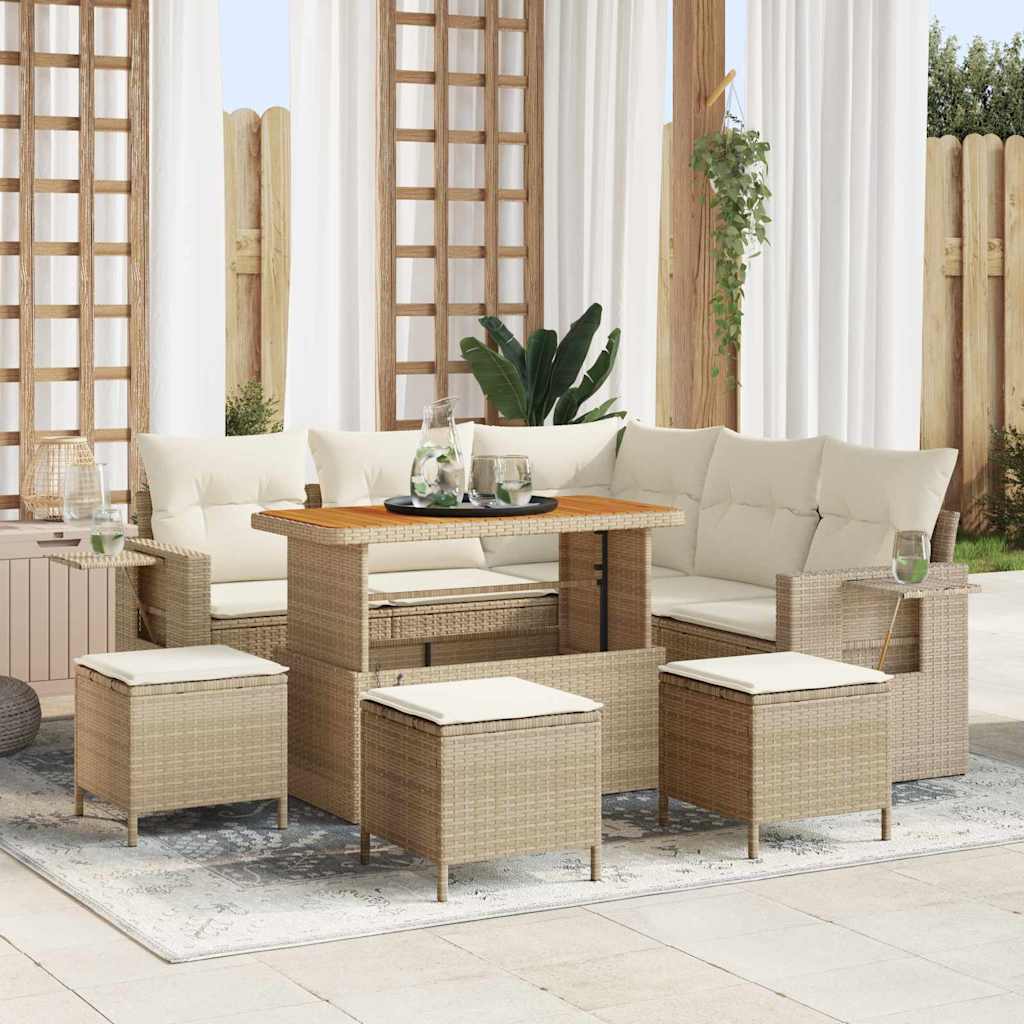 Havesofa Sæt 9 stk. Beige polyrattan
