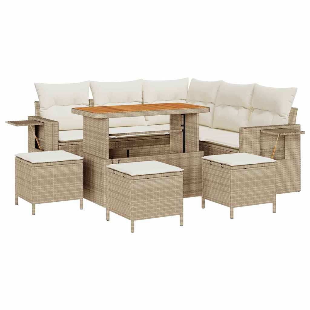 Havesofa Sæt 9 stk. Beige polyrattan