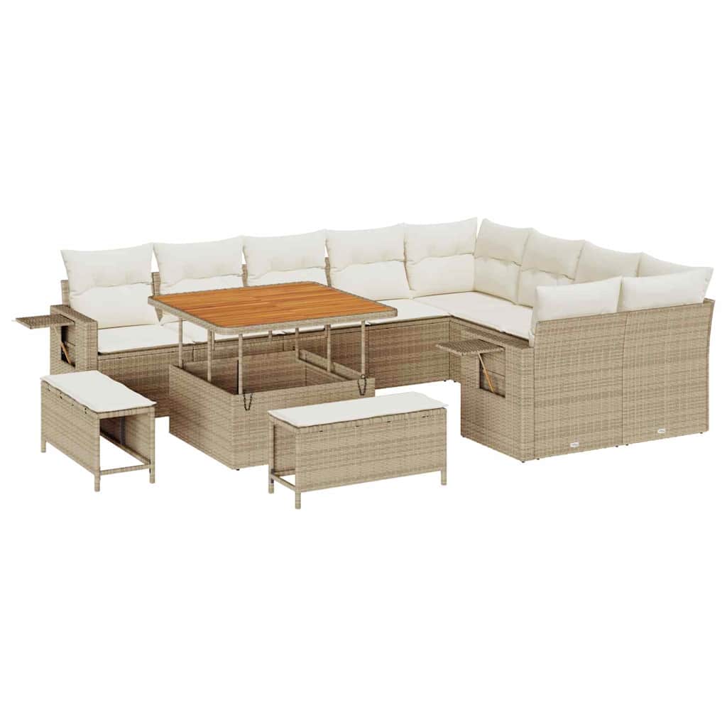 Havesofa Sæt 12 stk. Beige polyrattan