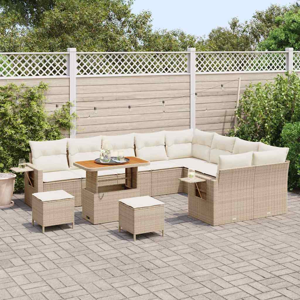 Havesofa Sæt 12 stk. Beige polyrattan