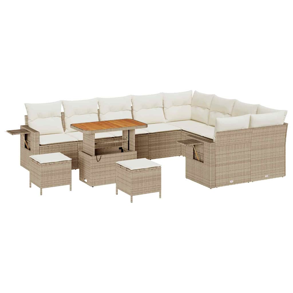 Havesofa Sæt 12 stk. Beige polyrattan