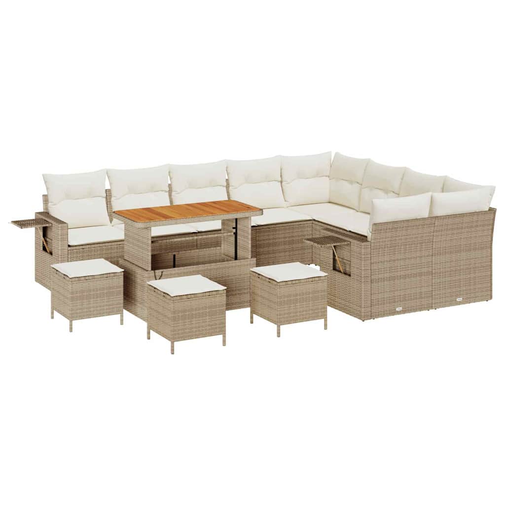 Havesofa Sæt 13 stk. Beige polyrattan