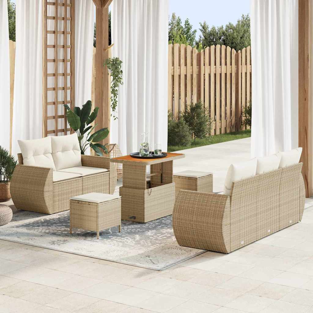 Havesofa Sæt 8 stk. Beige polyrattan