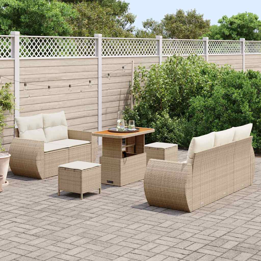 Havesofa Sæt 8 stk. Beige polyrattan