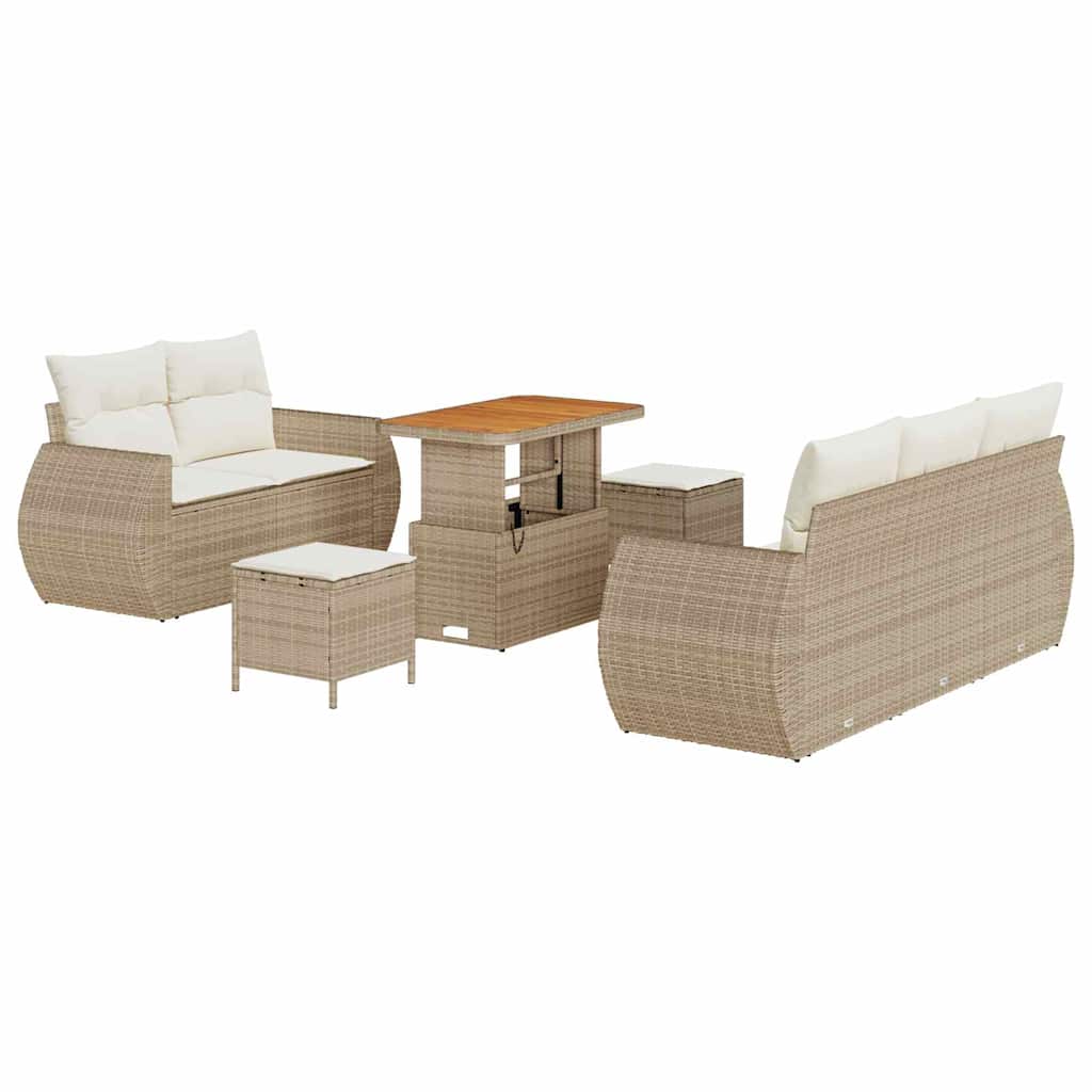 Havesofa Sæt 8 stk. Beige polyrattan